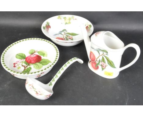 An assortment of vintage 20th century Portmeirion "Pomona" pattern porcelain kitchenware items to include a watering can, a d