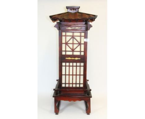 A large oriental style wooden electric lantern lamp, H 85cm