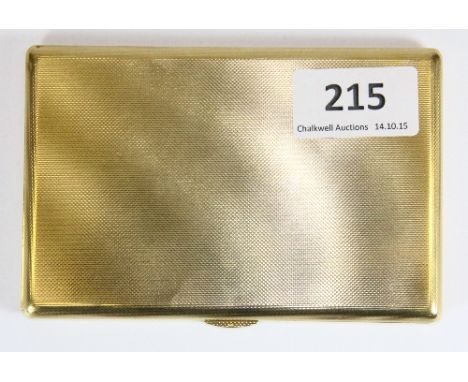A heavy 18ct gold cigarette case with engine turned decoration, 240g approx., 13cm x 8.5cm x 0.8cm. Est £3500 - 4500