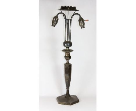 A hallmarked silver candlestick style reading light, H 68cm