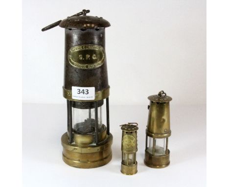An early GPO "miners" lamp and 2 miniature miners lamps