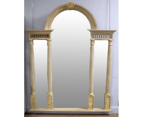 Harrison-Gil: a large and impressive designer wall mirror, probably by Christopher Guy, in gold and cream, column and arch de