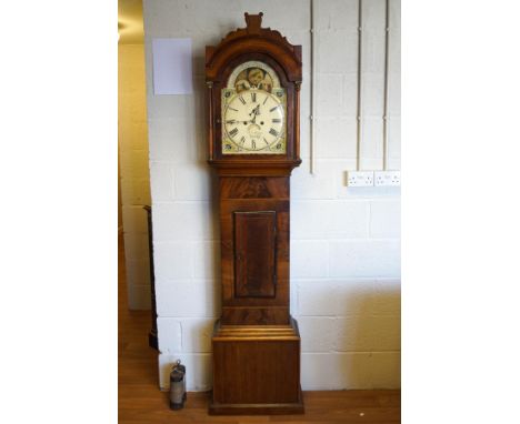 An 1830's/40's mahogany longcase clock, the eight day movement, with  rolling moon phase and unusual convex dial, by William 