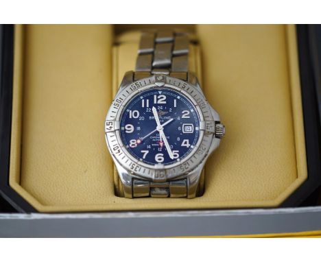 A Breitling GMT Colt chronometer gentleman's wristwatch, 766542, 2004, with blued/black dial, in the Breitling presentation c