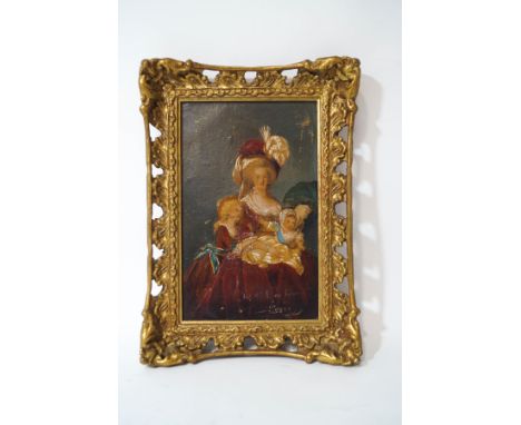 Continental School, 19th century, Portrait of Madame Vigee le Brun, oil on canvas, 21cm x 13cmand two crystoleums, one after 