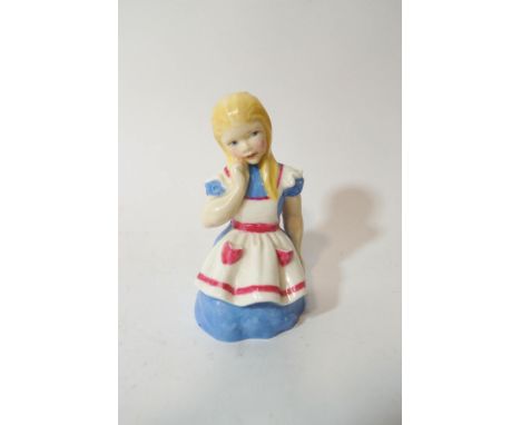 A Royal Worcester candle snuffer in the form of Alice modelled by F.G Doughty, 3608, printed factory marks, 10cm high