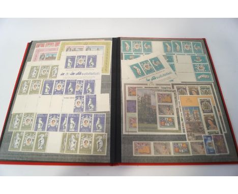 Two stamp stock books containing many mint miniature sheets, including 25th anniversary of 1953 Coronation, many Commonwealth