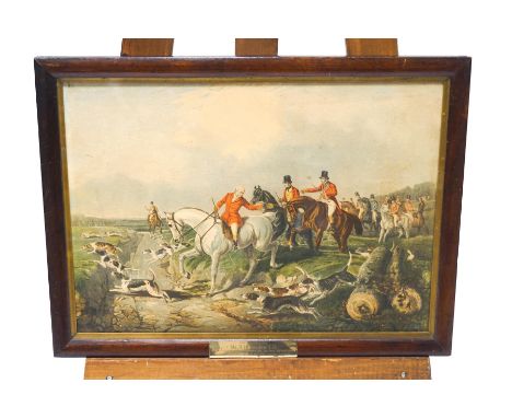 After Alken, The Hunt, Lithograph, 36cm x 50.5cm, in rosewood frame with presentation plaque