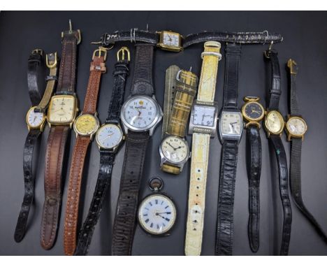 Mixed gents and ladies watches to include a Timex Expedition, West End Watch Co, silver fob watch and othersLocation: 