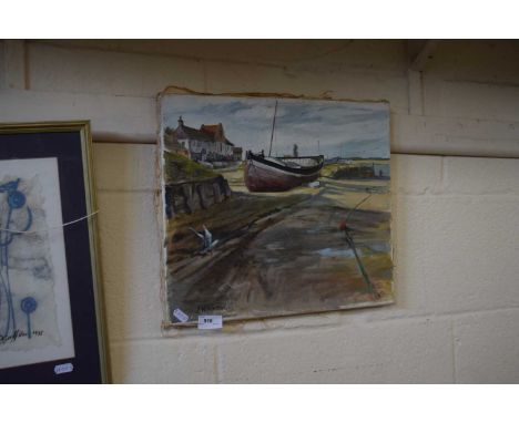 P Wilkinson, oil on canvas, moored boats