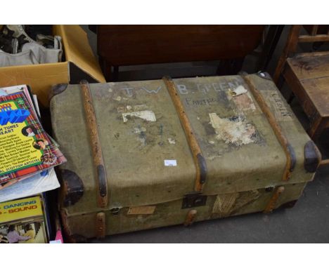 Vintage wooden bound trunk