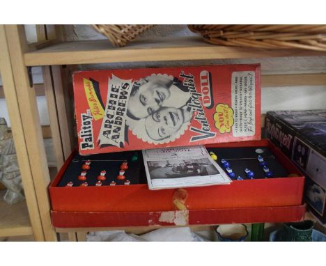 Subbuteo table soccer set comprising red and blue teams together with a Archie Andrews ventriloquist doll