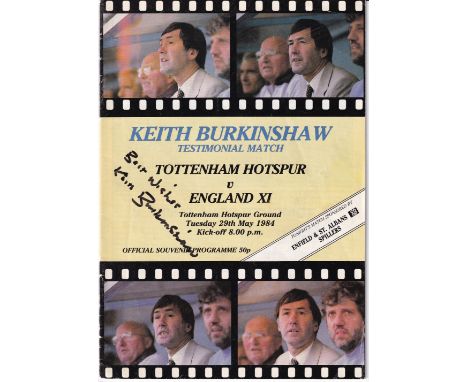 Autographed Keith Burkinshaw Testimonial Programme : Official Matchday Programme For A Testimonial Granted To Former Tottenha