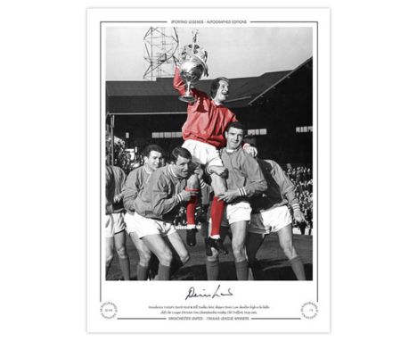 Autographed Denis Law 16 X 12 Limited-Edition : Col, Depicting Manchester United Captain Denis Law Holding Aloft The First Di