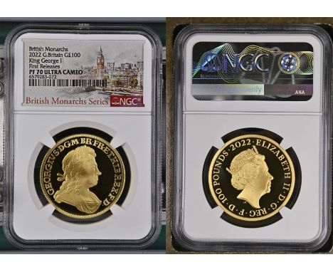 UNITED KINGDOM. Elizabeth II, 1952-2022. Gold 100 pounds, 2022. Royal Mint. Proof. This design is the third release in a Roya