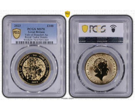 UNITED KINGDOM. Elizabeth II, 1952-2022. Gold 100 pounds, 2023. Royal Mint. The second design in the Royal Tudor Beasts bulli