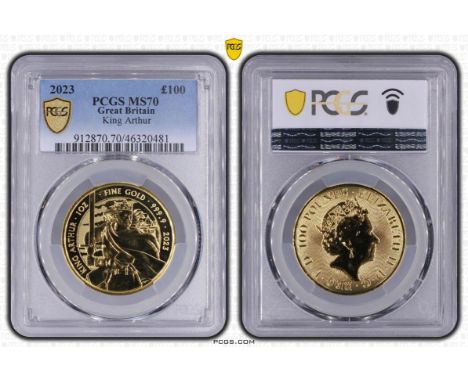 UNITED KINGDOM. Elizabeth II, 1952-2022. Gold 100 pounds, 2023. The Royal Mint. The fourth issue in the Myths &amp; Legend se