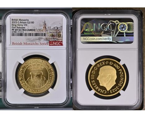 UNITED KINGDOM. Charles III, 2022-. Gold 100 pounds, 2023. Royal Mint. Proof. This design is the fifth release in a Royal Min