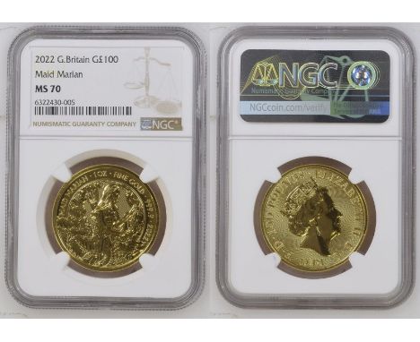 UNITED KINGDOM. Elizabeth II, 1952-2022. Gold 100 pounds, 2022. The Royal Mint. The second of 3 bullion issues in the Myths &