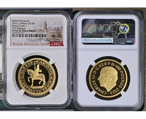 UNITED KINGDOM. Charles III, 2022-. Gold 100 pounds, 2023. Royal Mint. Proof. This design is the fifth release in a Royal Min