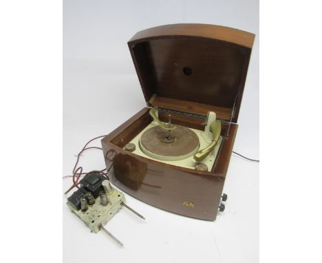 A Pye Black Box mahogany cased record player, together with a spare Black Box valve amplifier