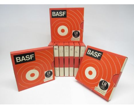 Ten used BASF SPR50 LH 1" x 10.5" reel to reel recording tapes