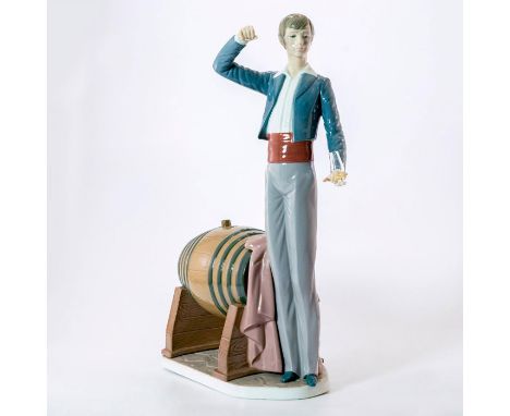 Glazed; Man standing next to barrel; missing wine ladle With box. Lladro backstamp. Artist: Francisco CatalaIssued: 1984-2002