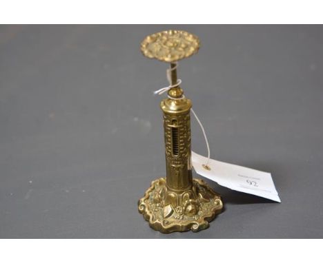 An early Victorian brass letter scale, of pillar or candlestick type, by R.W. Winfield ,Birmingham. 13.5cm