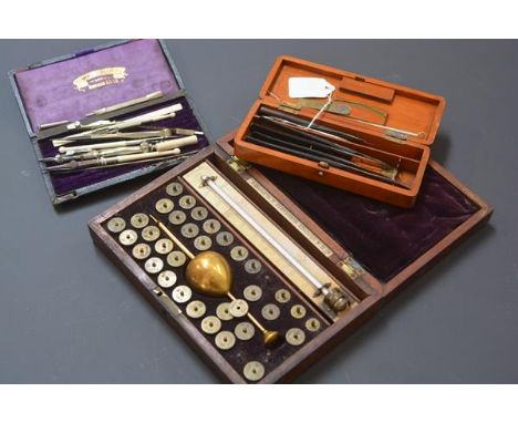 A mahogany cased set of dissecting tools, c. 1900; a Hydrometer in a mahogany case, maker's label P. Stevenson, Edinburgh; an