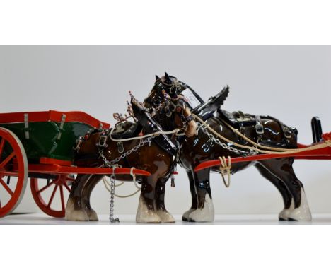 2 CERAMIC CLYDESDALE HORSE & CART DISPLAYS     