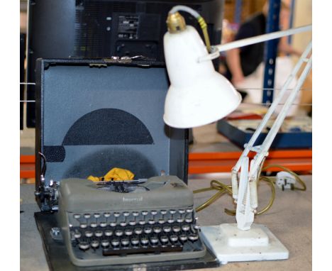 VINTAGE ANGLE POISE DESK LAMP & OLD IMPERIAL TYPEWRITER     