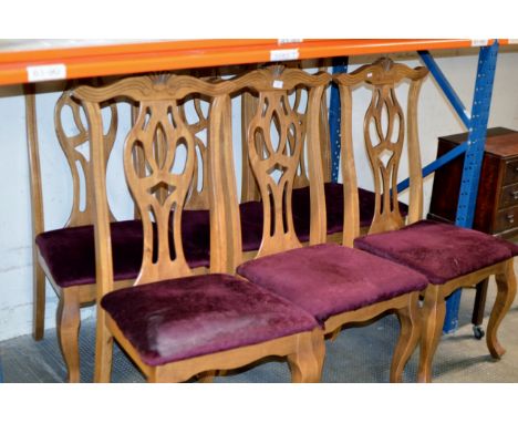 SET OF 6 CHIPPENDALE STYLE DINING ROOM CHAIRS WITH PADDED SEATS     