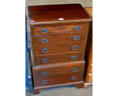 MAHOGANY 6 DRAWER CHEST ON CHEST ON BRACKET FEET     