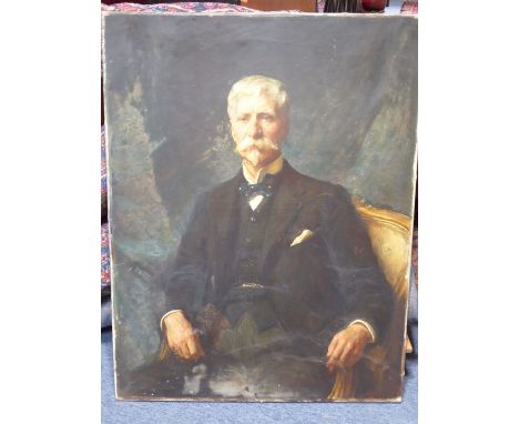 Sir Arthur Stockdale Cope (1857-1940) a large early-20th century unframed oil on canvas half-length portrait of Lt.-Col Sir F