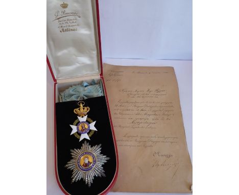 Grand Cross of the Order of the Redeemer to Dimitrios Rallis (five times Prime Minister of Greece) with certificate of award 