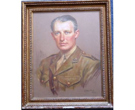 A good head-and-shoulders portrait in&nbsp;pastel&nbsp;of Lt-Col Sir Henry Christopher Carden (1908-1993) in dress uniform; s