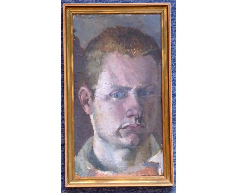 An early/mid-20th century&nbsp;European School, possibly German, oil on artist's board portrait study of a belligerent young 