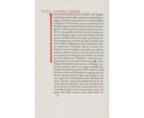 Doves Press.- Carlyle (Thomas) Sartor Resartus: The Life &amp; Opinions of Herr Teufelsdroeckh, one of 300 copies, printed in