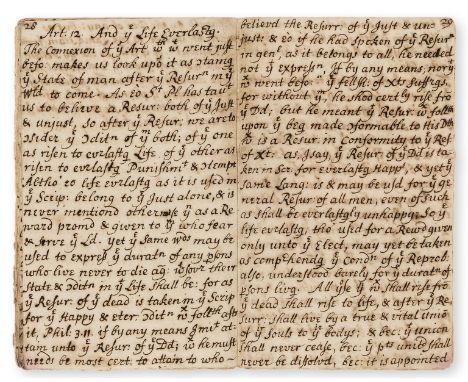 Sermon.- Eph: 4.5. - One Faith - 5pt., manuscript, 48pp. only, ?lacking beginning, extensively browned, 17th century note of 