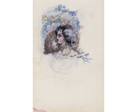 Conder (Charles, English-born artist who emigrated to Australia, 1868-1909) Profile portrait of a lady, pen and inks, waterco