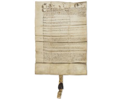 Berkshire.- Elizabeth I (Queen of England and Ireland, 1533-1603) Royal Letters Patent granted by Elizabeth I being an inspex