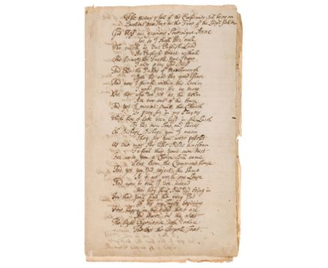 18th century song.- [Mainwaring (Arthur)] The History &amp; fall of the Conformity Bill being an Excellent new Song to the Tu
