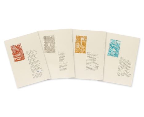 Heaney (Seamus) and others, The Four Elements, Series 1-4 [a complete set], each series with 4 broadside poems limited to 125