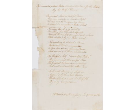 Scatological verse.- New invented patent Water Closets with a Screen for the Ladies. By Sir Wilful Wiseacre, manuscript verse
