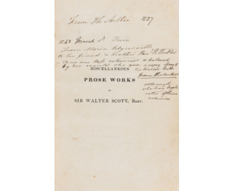 Edgeworth (Maria).- Scott (Sir Walter) The Miscellaneous Prose Works, vol. 1 and 3-6 only, vol.1 with presentation inscriptio