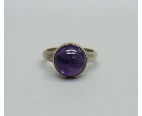 A Danish silver and cabochon amethyst ring by Niels Erik From, N 