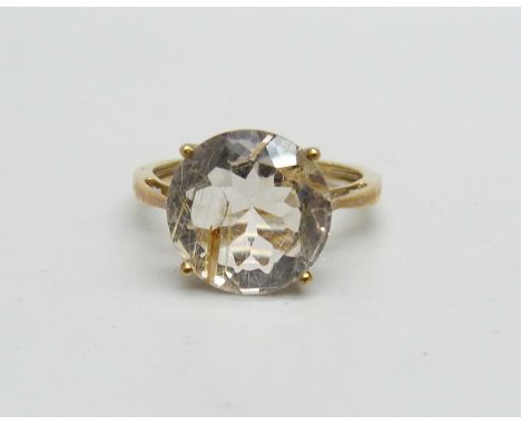 A 9ct gold, Rutile quartz ring, 2.5g, O 