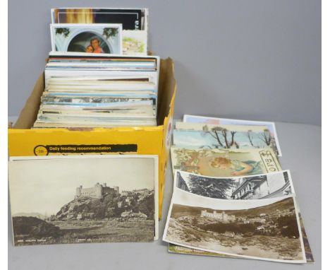 Postcards; a box of postcards, vintage to modern 