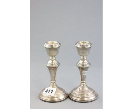 Pair of Silver Candlestick, Birmingham 1972, W I Broadway & Co, 14cms high