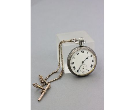 Silver Cased Pocket Watch, the white enamel face with arabic numerals and seconds dial, Birmingham 1918 together with a 9ct G